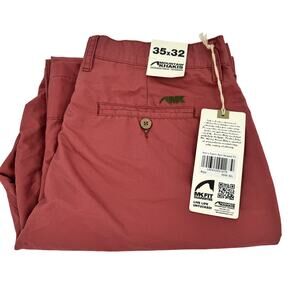 Mountain Khakis Pants Mens 35x32 ACTUAL Poplin Pant Relaxed Fit Rojo Red NEW